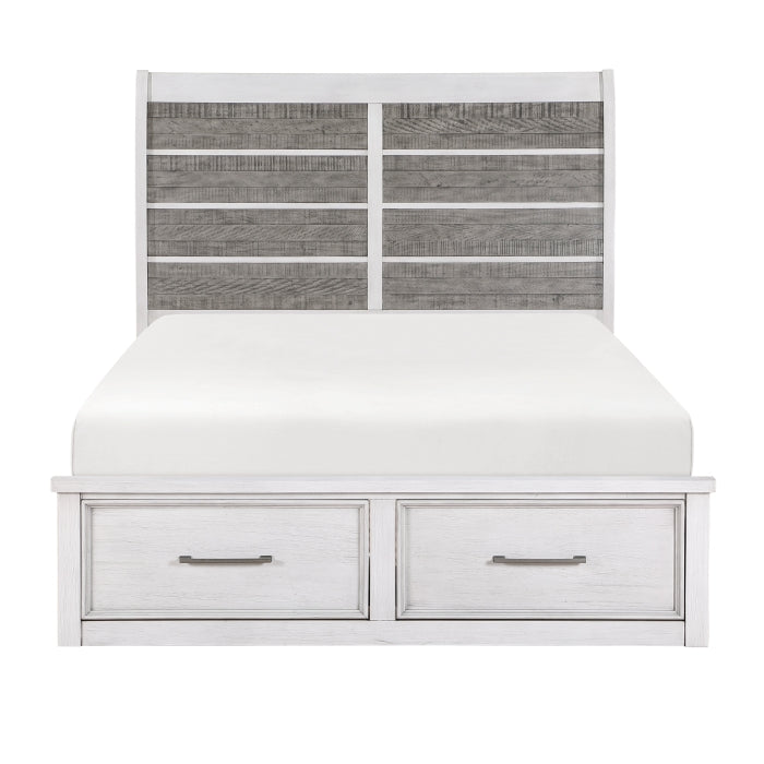 Ambrose Queen Storage Platform Bed ANITIQUE WHITE/GREY