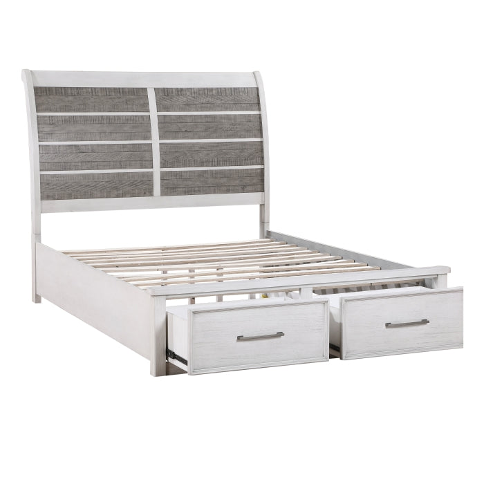 Ambrose Queen Storage Platform Bed ANITIQUE WHITE/GREY