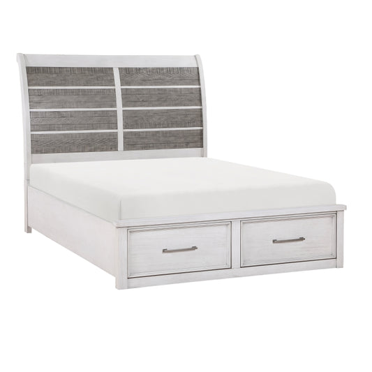 Ambrose Queen Storage Platform Bed ANITIQUE WHITE/GREY