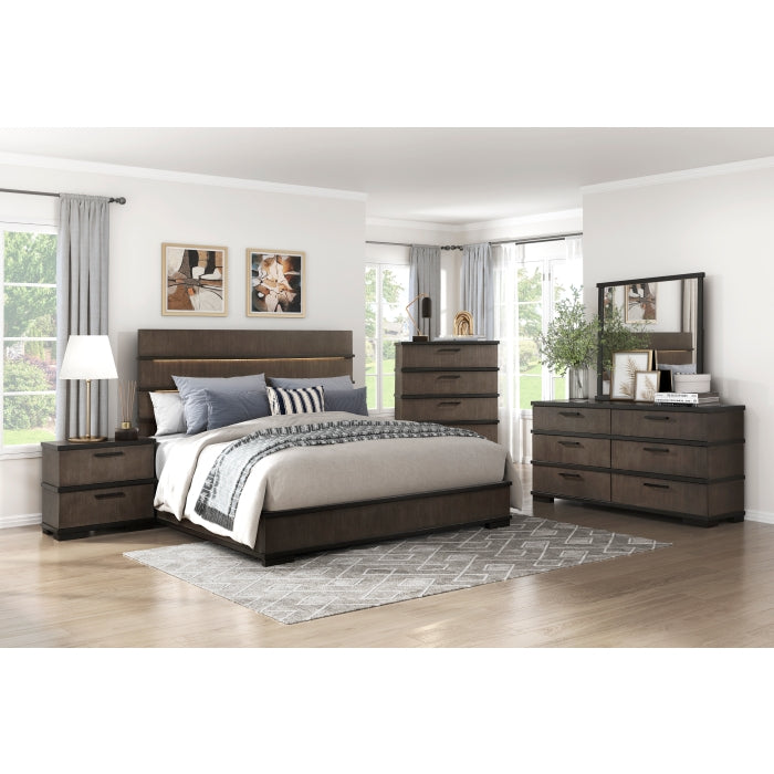 Acworth Queen Bed W/LED BROWNISH GREY