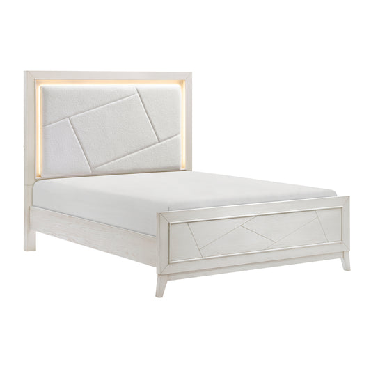 Asteria Queen Bed W/LED ANTIQUE WHITE