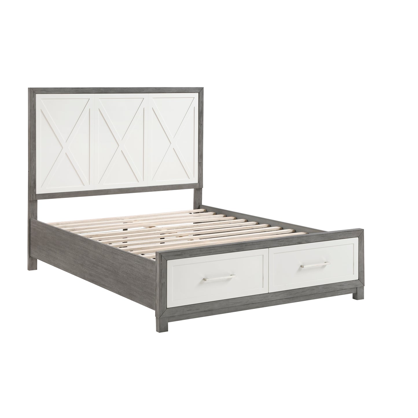 Rowan Queen Storage Platform Bed WHITE/GREY