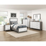 Rowan Twin Platform Bed with Footboard Storage IVORY/GREY
