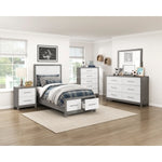 Rowan Twin Platform Bed with Footboard Storage IVORY/GREY