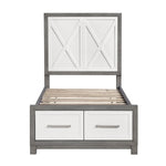 Rowan Twin Platform Bed with Footboard Storage IVORY/GREY