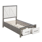 Rowan Twin Platform Bed with Footboard Storage IVORY/GREY