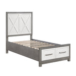 Rowan Twin Platform Bed with Footboard Storage IVORY/GREY