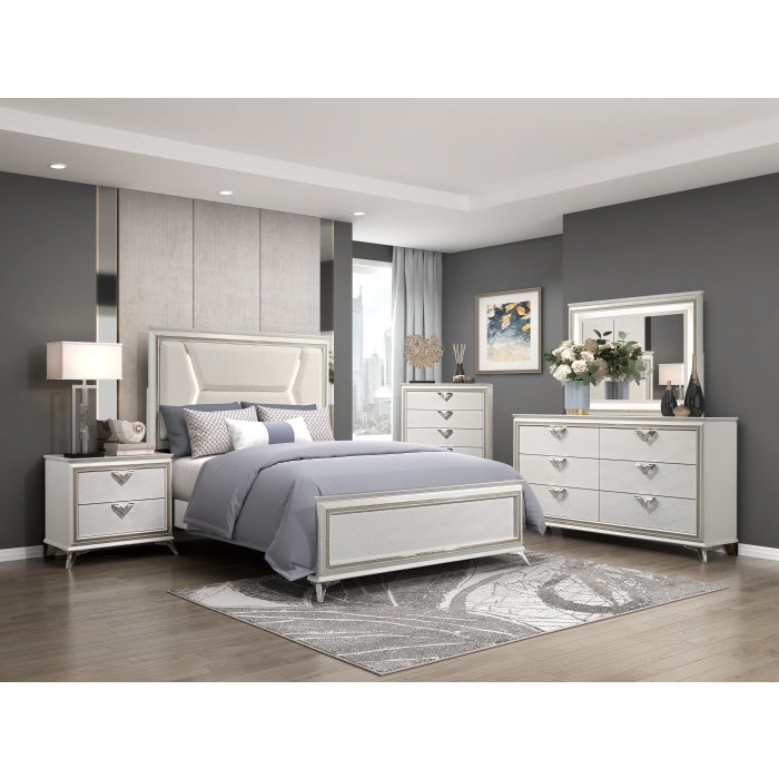 Audra Queen Bed W/LED WHITE/GOLD
