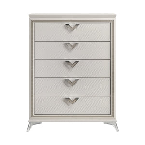 Audra 5 Drawer Chest WHITE/GOLD