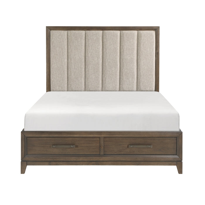 Cambridge Queen Storage Platform Bed DARK WALNUT
