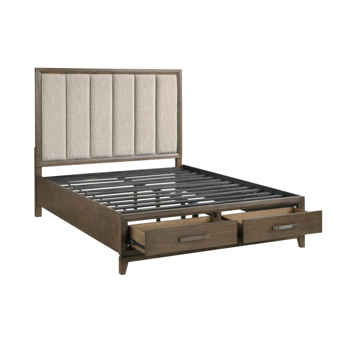 Cambridge Queen Storage Platform Bed DARK WALNUT