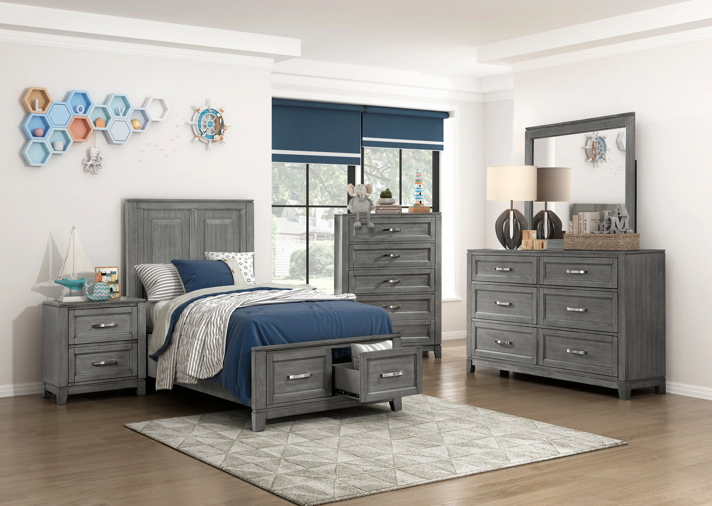 Garretson Twin Platform Storage Bed GREY