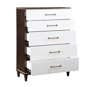 Niles 5 Drawer Chest WHITE/CHERRY