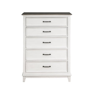 Chesterton 5 Drawer Chest ANTIQUE WHITE/DARK BROWN