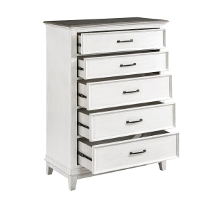 Chesterton 5 Drawer Chest ANTIQUE WHITE/DARK BROWN