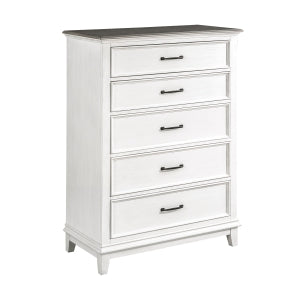 Chesterton 5 Drawer Chest ANTIQUE WHITE/DARK BROWN