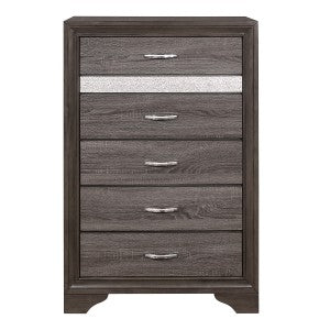 Luster 5 Drawer Chest GREY/SILVER