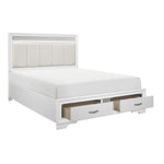 Luster Queen Storage Platform Bed WHITE