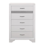 Luster 5 Drawer Chest WHITE/SILVER