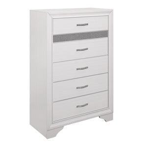 Luster 5 Drawer Chest WHITE/SILVER
