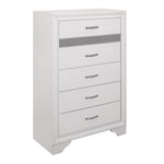 Luster 5 Drawer Chest WHITE/SILVER