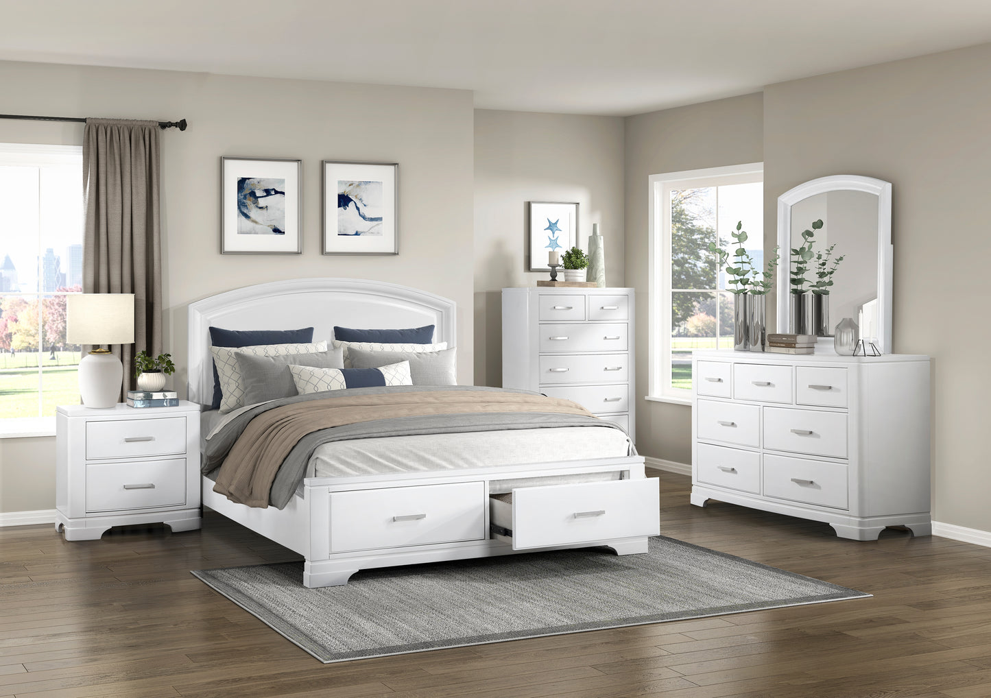 Hudson Queen Storage Platform Bed WHITE