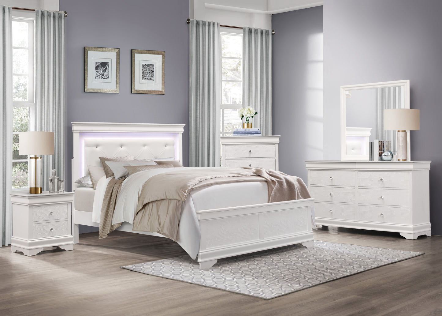 Lana Queen Bed W/LED WHITE