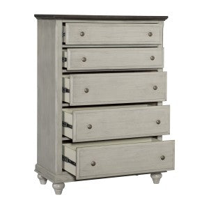 Mossbrook 5 Drawer Chest DARK BROWN/LITE GREY