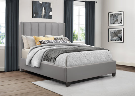 Anson Queen Platform Bed GREY VINYL