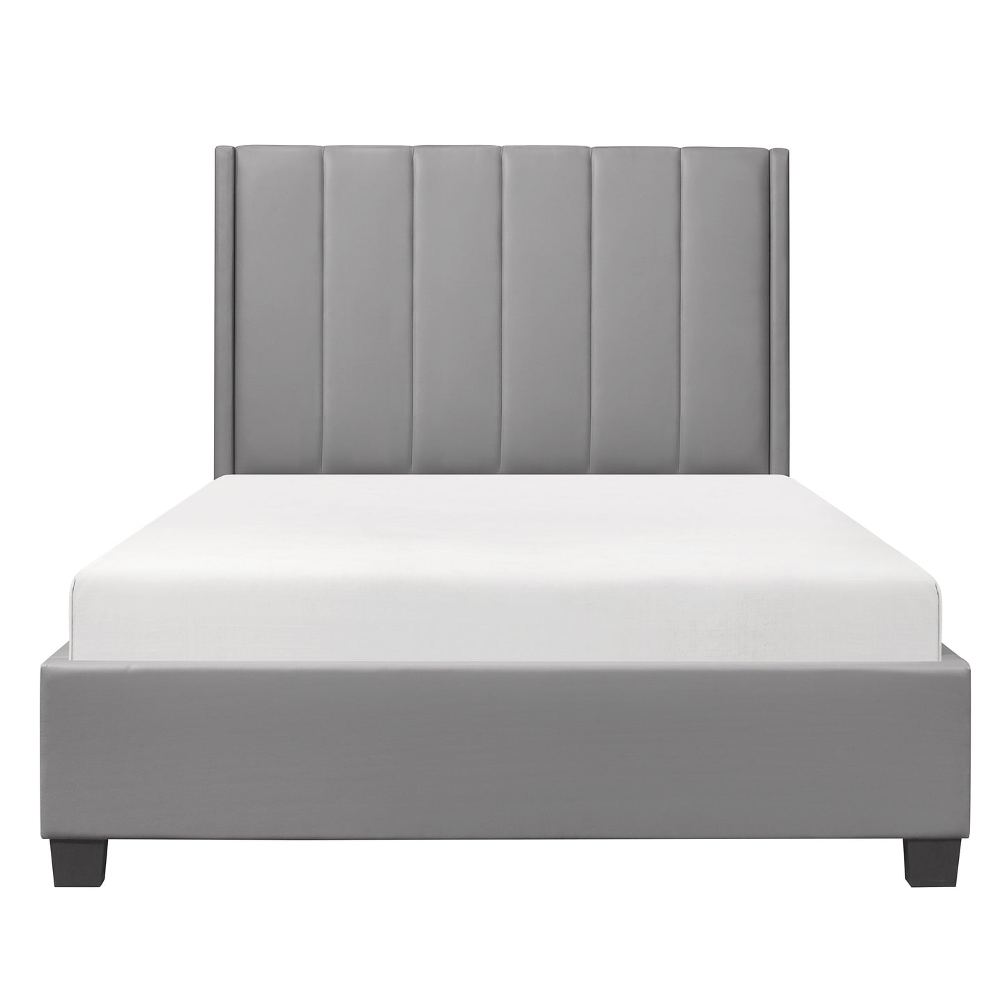Anson Queen Platform Bed GREY VINYL