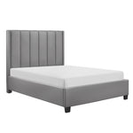 Anson Queen Platform Bed GREY VINYL