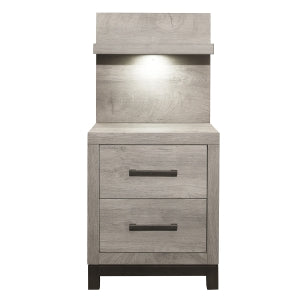 Zephyr Night Stand W/ Wall Pane & LED - GREY