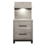 Zephyr Night Stand W/ Wall Pane & LED - GREY