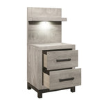 Zephyr Night Stand W/ Wall Pane & LED - GREY