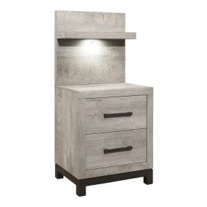 Zephyr Night Stand W/ Wall Pane & LED - GREY