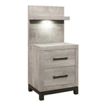 Zephyr Night Stand W/ Wall Pane & LED - GREY