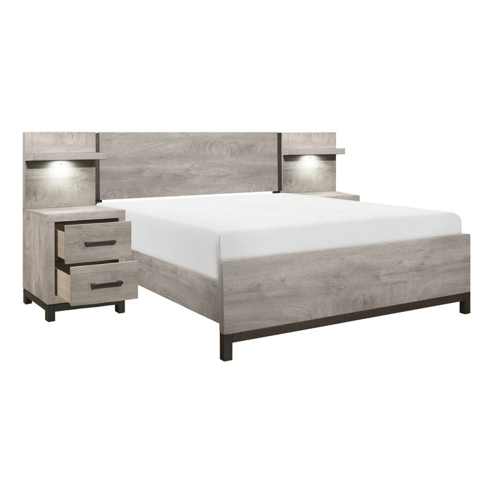 Zephyr Queen Wall Unit Bed LITE GREY