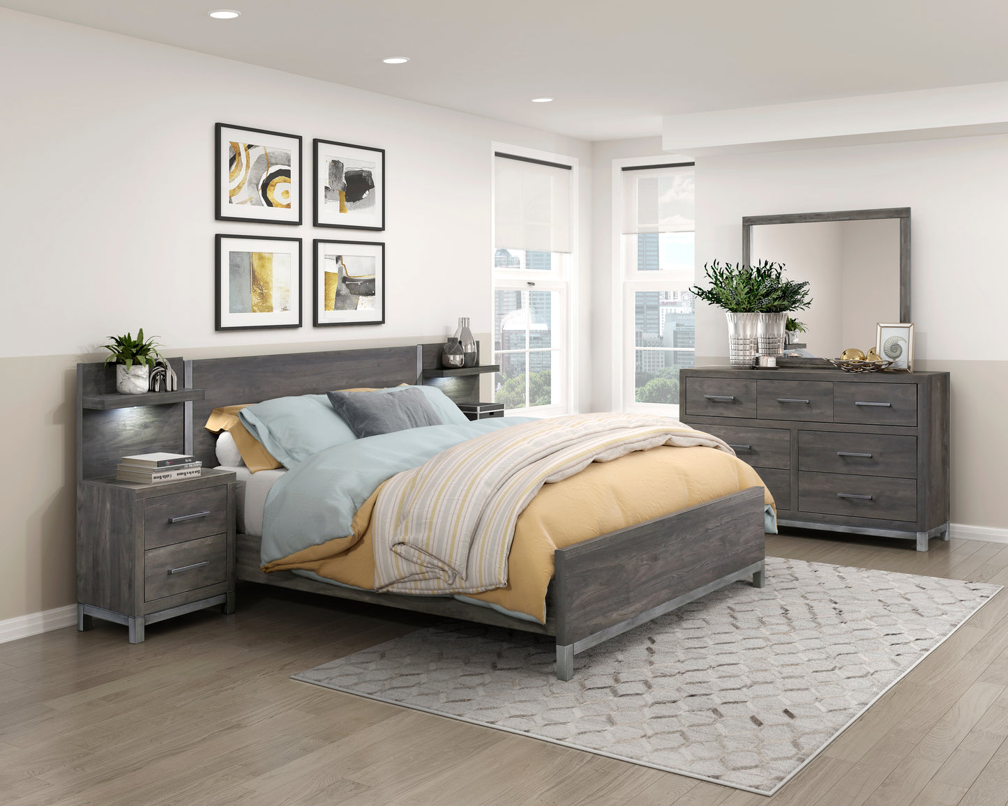 Zephyr Queen Bed DARK GREY