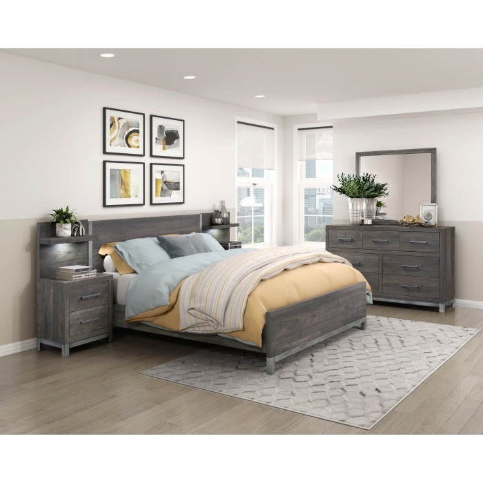 Zephyr Queen Wall Unit Bed DARK GREY