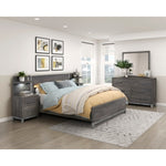 Zephyr Night Stand W/ Wall Pane & LED - DARK GREY