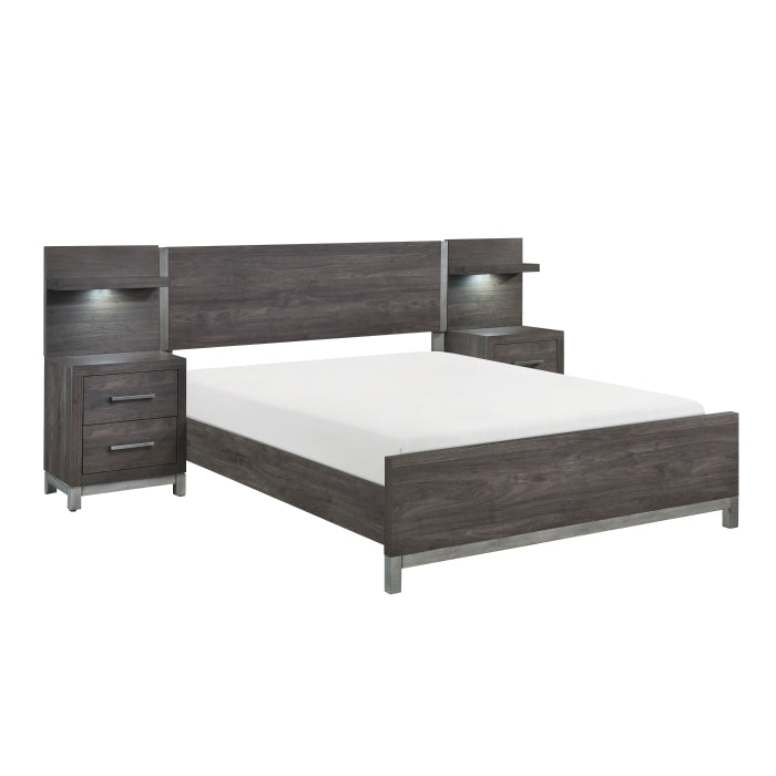 Zephyr Queen Wall Unit Bed DARK GREY
