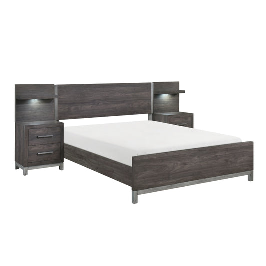 Zephyr Queen Wall Unit Bed DARK GREY