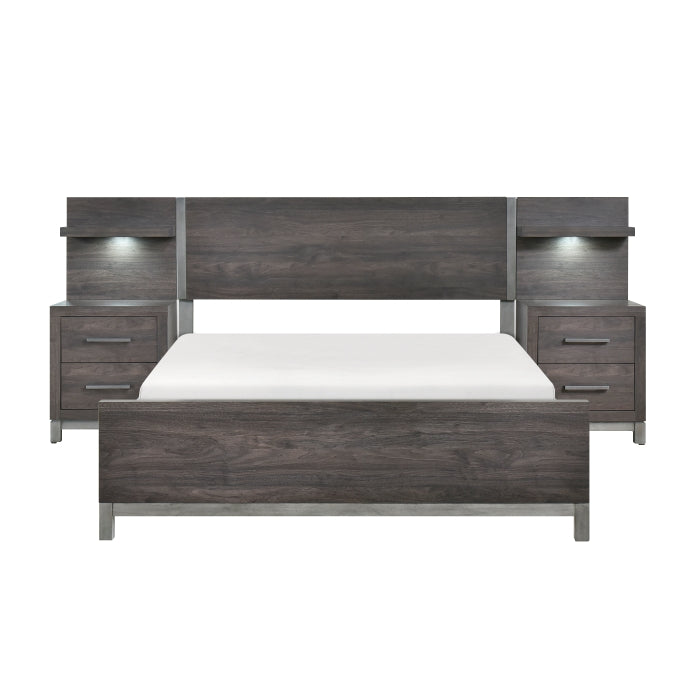 Zephyr Queen Wall Unit Bed DARK GREY