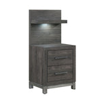 Zephyr Night Stand W/ Wall Pane & LED - DARK GREY