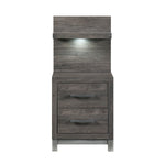 Zephyr Night Stand W/ Wall Pane & LED - DARK GREY