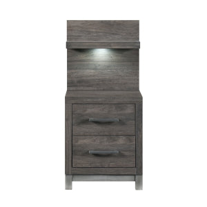 Zephyr Night Stand W/ Wall Pane & LED - DARK GREY