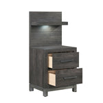 Zephyr Night Stand W/ Wall Pane & LED - DARK GREY