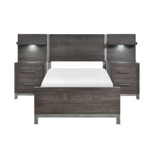 Zephyr 5pc Set Twin Wall Bed DARK GREY
