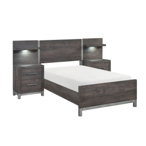 Zephyr 5pc Set Twin Wall Bed DARK GREY