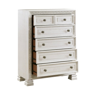Theodora 5 Drawer Chest PEARL WHITE